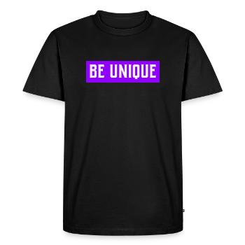 BE UNIQUE design in purple - Men's Premium Organic T-Shirt - black - Front - Nico (187cm)