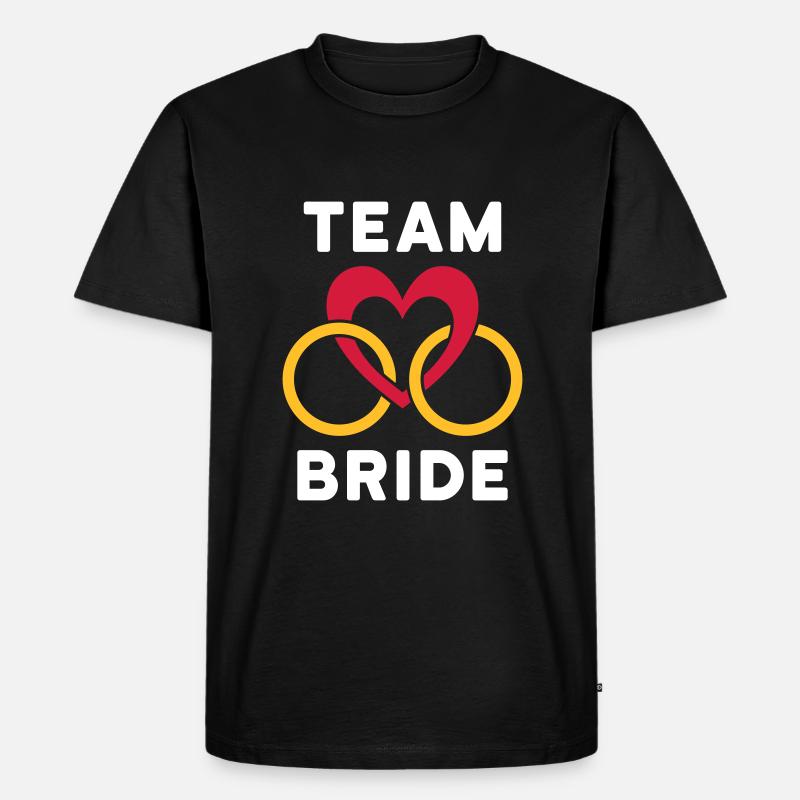 Team bride (Herz, zwei Ringe) - Männer Premium Bio T-Shirt - Schwarz