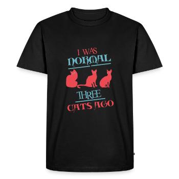 J'étais Normal Trois Chats Ago Cat Cat Meow Fun - T-shirt Premium bio Homme - noir - Devant - Nico (187cm)