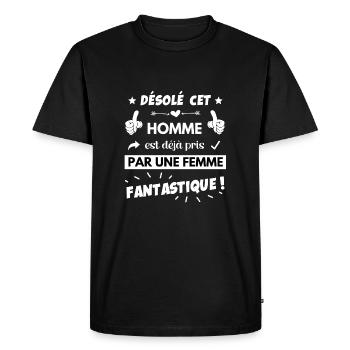 déja pris par une femme fantastique humour mariage - T-shirt Premium bio Homme - noir - Devant - Nico (187cm)