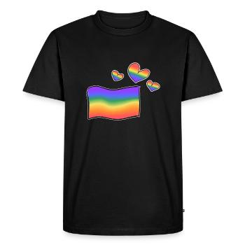 drapeau lgbt cœurs arc-en-ciel coeurs amour - T-shirt Premium bio Homme - noir - Devant - Nico (187cm)