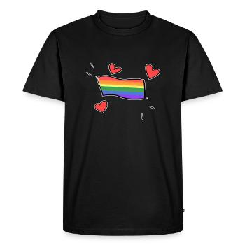 drapeau lgbt cœurs rouges amour - T-shirt Premium bio Homme - noir - Devant - Nico (187cm)