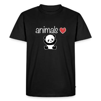 animaux coeur animal amour texte panda - T-shirt Premium bio Homme - noir - Devant - Nico (187cm)