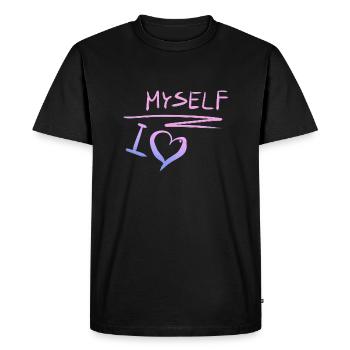 Je m’aime moi-même amour de cœur - T-shirt Premium bio Homme - noir - Devant - Nico (187cm)