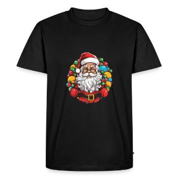 Père Noël Père Noël Père Noël - T-shirt Premium bio Homme - noir - Devant - Nico (187cm)