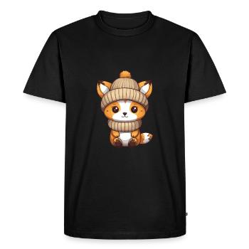 Fox Winter Comic - Men's Premium Organic T-Shirt - black - Front - Nico (187cm)