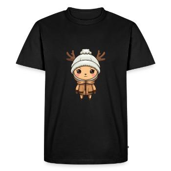 Bande dessinée d’hiver cerf - T-shirt Premium bio Homme - noir - Devant - Nico (187cm)