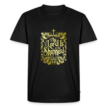 Verset biblique Le Seigneur est mon berger Jésus Psaume 23 - T-shirt Premium bio Homme - noir - Devant - Nico (187cm)