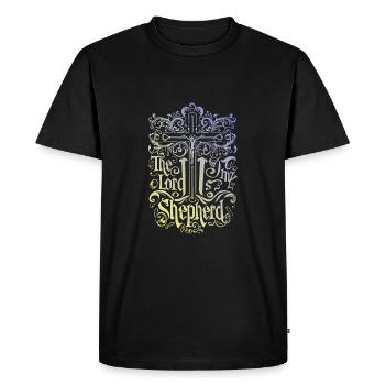 Le Seigneur est mon berger Jésus Verset biblique - T-shirt Premium bio Homme - noir - Devant - Nico (187cm)