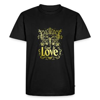 Dieu est amour Jésus-Christ Foi Verset biblique - T-shirt Premium bio Homme - noir - Devant - Nico (187cm)