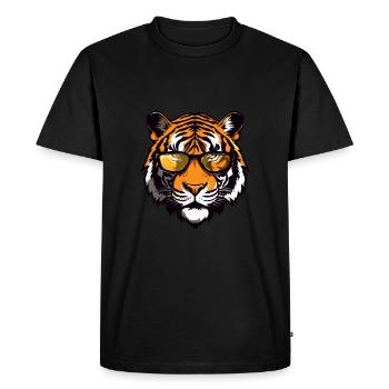 Tiger Head Portrait Cool - Men's Premium Organic T-Shirt - black - Front - Nico (187cm)