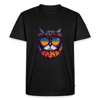 Portrait de tête de hibou Cool - T-shirt Premium bio Homme - noir - Devant - Nico (187cm)