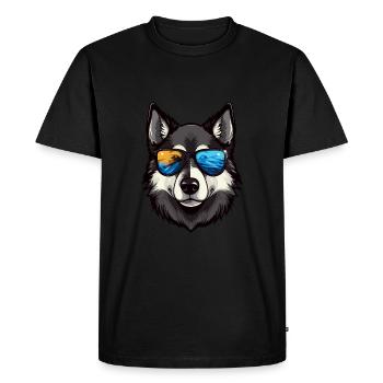 Husky Dog Head Portrait Cool - Men's Premium Organic T-Shirt - black - Front - Nico (187cm)