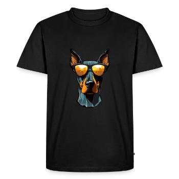 Doberman Dog Head Portrait Cool - Men's Premium Organic T-Shirt - black - Front - Nico (187cm)