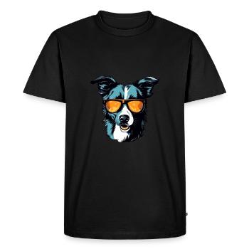 Border Collie Dog Head Portrait Cool - Men's Premium Organic T-Shirt - black - Front - Nico (187cm)