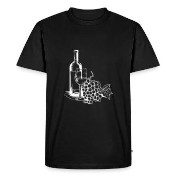 Wine Glass Grapes Wine - Men's Premium Organic T-Shirt - black - Front - Nico (187cm)