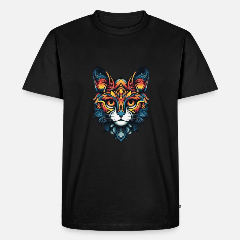 Katze Portrait - Männer Premium Bio T-Shirt - Schwarz