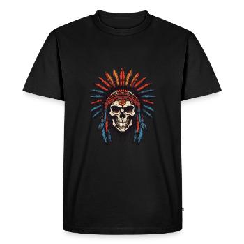 Apache Indian Chief Skull - Men's Premium Organic T-Shirt - black - Front - Nico (187cm)