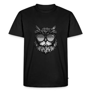 Portrait de tête de hibou Cool - T-shirt Premium bio Homme - noir - Devant - Nico (187cm)