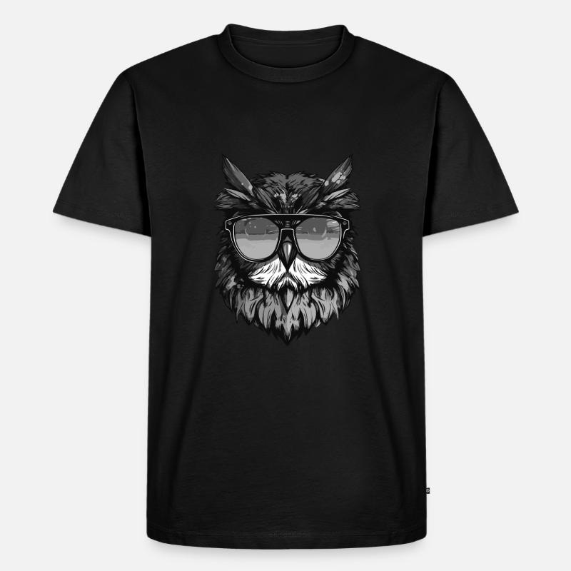 Eule Kopf Porträt Cool - Männer Premium Bio T-Shirt - Schwarz