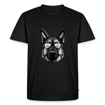 Berger Allemand Chien Tête Portrait Cool - T-shirt Premium bio Homme - noir - Devant - Nico (187cm)