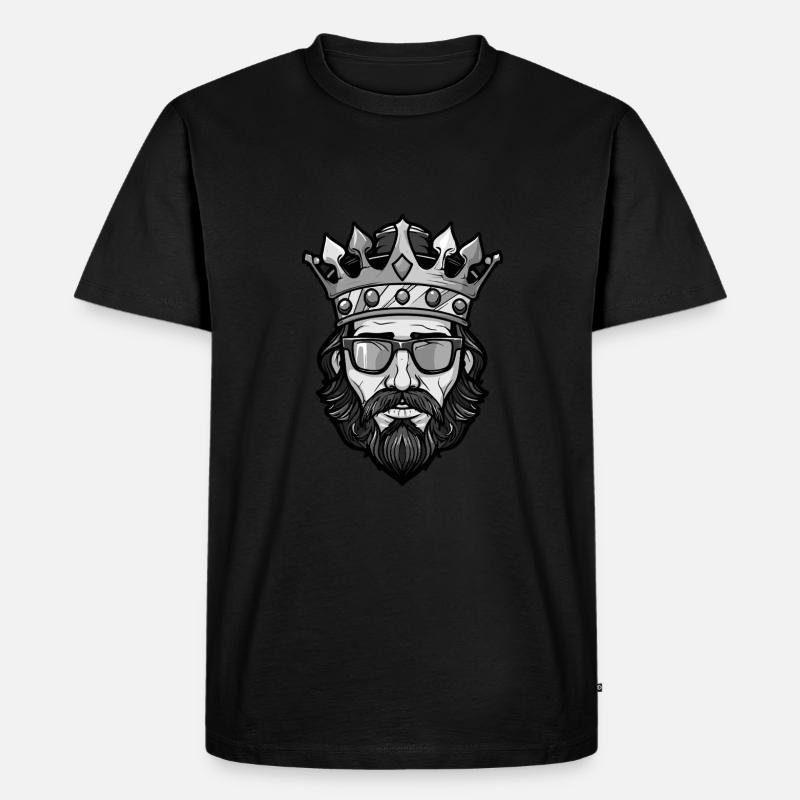König Krone Kopf Cool - Männer Premium Bio T-Shirt - Schwarz