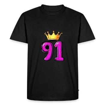 91 Numéro Jersey Couronne - T-shirt Premium bio Homme - noir - Devant - Nico (187cm)