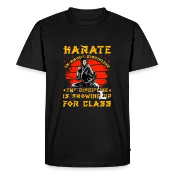 Karate is about discipline - Men's Premium Organic T-Shirt - black - Front - Nico (187cm)