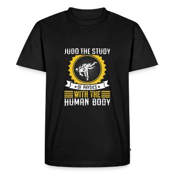 Judo : l’étude de la physique avec un corps humain - T-shirt Premium bio Homme - noir - Devant - Nico (187cm)