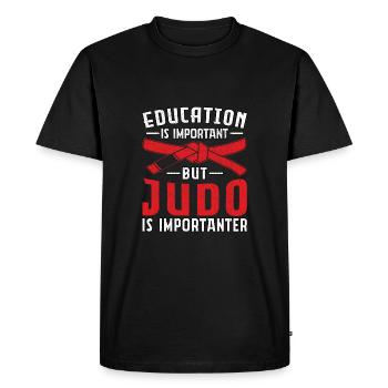Education is important but Judo is importanter - Men's Premium Organic T-Shirt - black - Front - Nico (187cm)