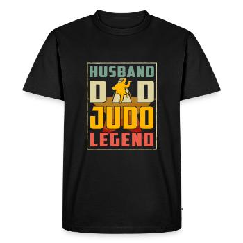 Mari Papa Judo Légende - T-shirt Premium bio Homme - noir - Devant - Nico (187cm)
