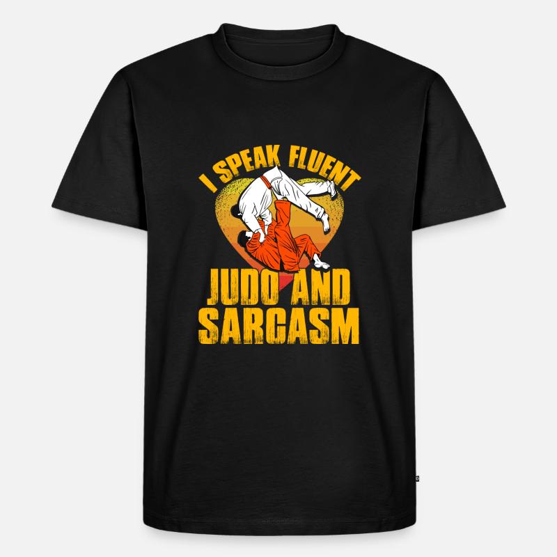 Ich spreche Judo und Sarkasmus - Männer Premium Bio T-Shirt - Schwarz