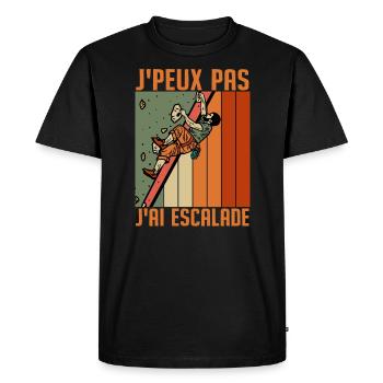 J'peux pas j'ai escalade - cadeau grimpeur - T-shirt Premium bio Homme - noir - Devant - Nico (187cm)