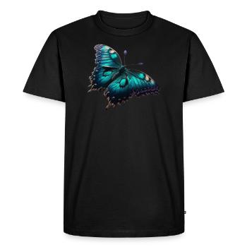 Papillon, chenille, insecte - T-shirt Premium bio Homme - noir - Devant - Nico (187cm)
