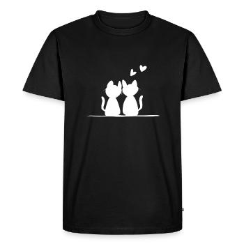 Saint-Valentin Chats romantiques Animaux Amour - T-shirt Premium bio Homme - noir - Devant - Nico (187cm)