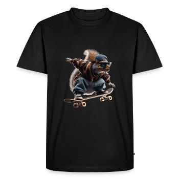 Skater Squirrel in Hip Hop Style 90s - Men's Premium Organic T-Shirt - black - Front - Nico (187cm)