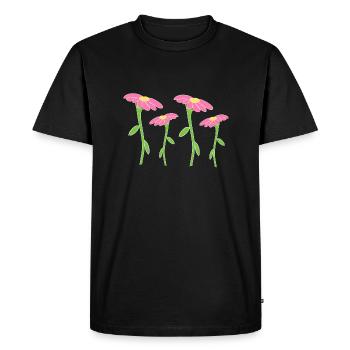Flower Symbol Blossom Plant Four Flowers - Men's Premium Organic T-Shirt - black - Front - Nico (187cm)