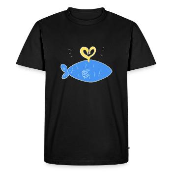 symbole de poisson bleu lumière du cœur - T-shirt Premium bio Homme - noir - Devant - Nico (187cm)