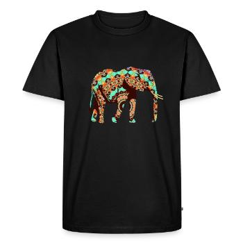 Indian elephant mandala pattern - Men's Premium Organic T-Shirt - black - Front - Nico (187cm)
