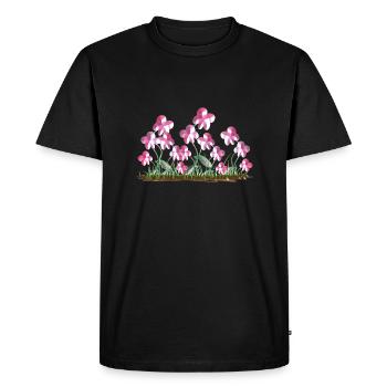 pink flowers symbol glitter plant - Men's Premium Organic T-Shirt - black - Front - Nico (187cm)