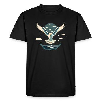 The Seagull Flies Over The Sea, Bird Free, Bird - Men's Premium Organic T-Shirt - black - Front - Nico (187cm)