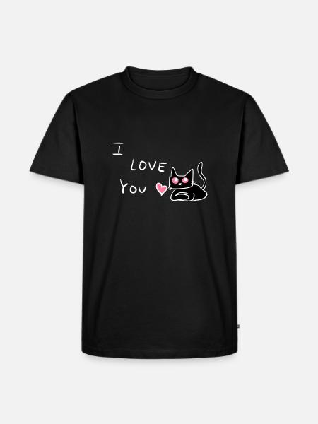 ich liebe dich katze tier - Männer Premium Bio T-Shirt - Schwarz