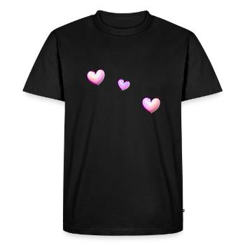 three pink hearts symbol love - Men's Premium Organic T-Shirt - black - Front - Nico (187cm)