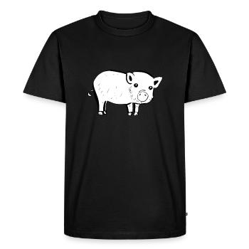 Mignon Rose Cartoon Pig Symbol Animal - T-shirt Premium bio Homme - noir - Devant - Nico (187cm)