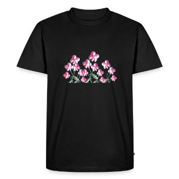pink flowers plant flower - Men's Premium Organic T-Shirt - black - Front - Nico (187cm)