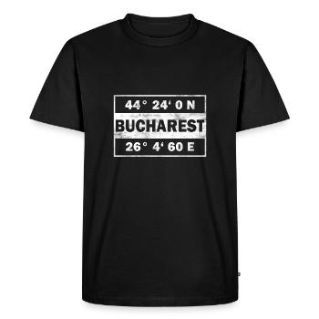 Coordonnées Bucarest ville Roumanie Bucarest - T-shirt Premium bio Homme - noir - Devant - Nico (187cm)