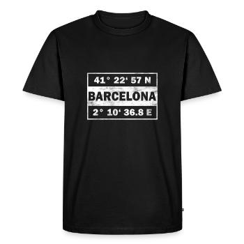 Barcelone Coordonnées Capitale de l’Espagne - T-shirt Premium bio Homme - noir - Devant - Nico (187cm)