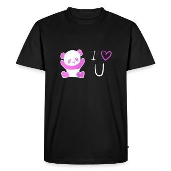 pink panda I love you - Men's Premium Organic T-Shirt - black - Front - Nico (187cm)
