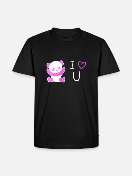 panda rose je t’aime - T-shirt Premium bio Homme - noir
