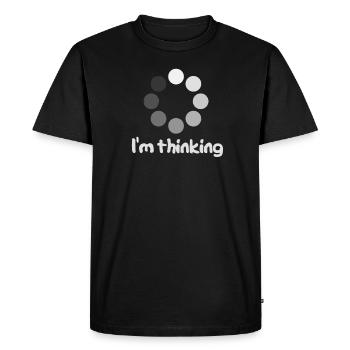 Je pense / je pense au bureau d'idées cadeaux - T-shirt Premium bio Homme - noir - Devant - Nico (187cm)
